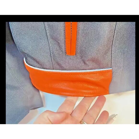 Hillside Men's Vented Leather & Cordura Jacket, Biker Jacket Sz 48, Orange Black - Picture 14 of 14